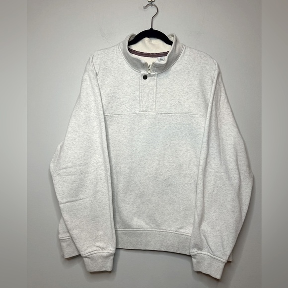 Orvis Men’s Signature Quarter-Zip Snap Sweatshirt Heather Cream Sz XXL - Picture 2 of 9